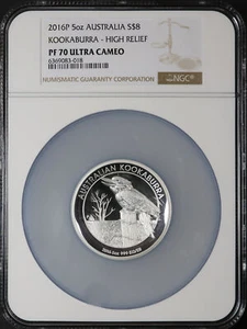 2016-P Australia $8 Silver High Relief Kookaburra 5 oz NGC PF-70 Ultra Cameo - Picture 1 of 2