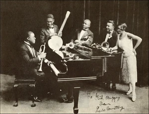 1955 Stampa d'epoca Hot Five Recordings LOUIS ARMSTRONG Johnny Dodds Ory Jazz - Foto 1 di 2