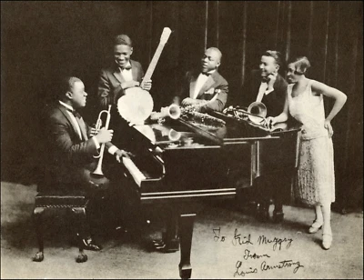 1955 Vintage Print Hot Five Recordings LOUIS ARMSTRONG Johnny Dodds Ory Jazz - Image 1 of 2