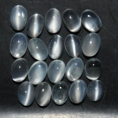 White Moonstone 6x4mm, 7x5mm, 8x6mm Flat Back Oval Cabochon Loose Gemstone(s) - Image 1 of 4