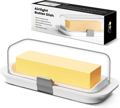 Pisol Airtight Butter Dish with Lid BPA Free Microwave Dishwasher Safe Sealed
