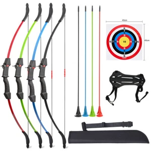 Archery Kids Gift Youth Recurve Bow & Sucker Arrows Target Papers Set Practice - Picture 1 of 15