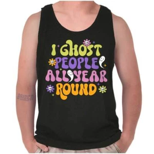 Cute Halloween I Ghost People all Year Round Womens Tank Top Sleeveless Shirts - Picture 1 of 7