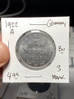 1922 A Germany 3 Mark - Image 1 of 2