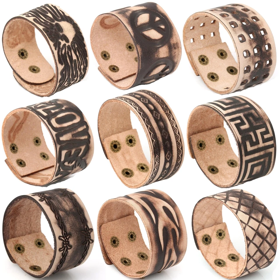 Breites Herrenarmband Kunstleder Surfer Biker Braun Armband Breit Branding - Bild 1 von 1