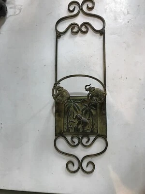 Raro colgante de pared de hierro forjado - elefantes y palmeras Foto 1 de 4