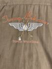 Tommy Bahama Shirt Mens L Brown Silk Embroidered Birdie Watching (FLAWED)