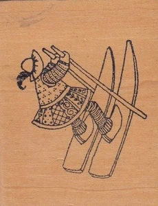 skier paper garden Wood Mounted Rubber Stamp 2 1/2 x 2" Free Shipping - Picture 1 of 2