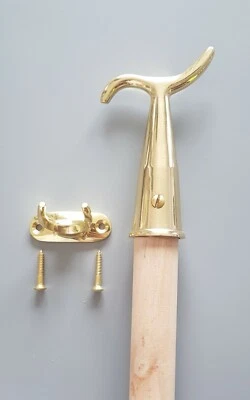 Brass Pole & Hook for Sash Windows Skylight Window Loft Attic Blinds Boat - Image 1 of 2