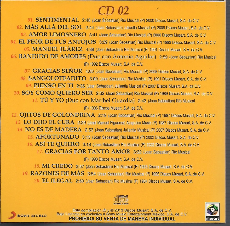 Rare Sleeve CD 80's Joan Sebastian Gracias Por Tanto Amor Razones De Mas Foto 1 de 1