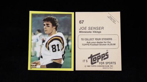 1982 Joe Senser Minnesota Vikings Topps Yellow Sticker #67 | eBay