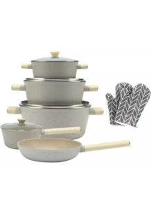 Set Batteria Pentole 11 Pezzi in Pietra Antiaderente Royal Swiss Legno - Foto 1 di 1