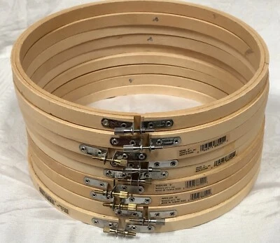 Lot Of 9 Vintage 9” Round Wooden Embroidery Needlework Cross-Stitch Hoops NEW - Image 1 of 4