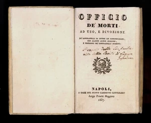libro OFFICIO DE' MORTI AD USO E DIVOZIONE Napoli 1837 - Picture 1 of 4