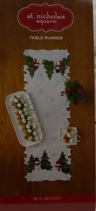 Christmas St Nicholas Square Snowman & Tree Scene Table Runner 36x13 NWT - Picture 1 of 2