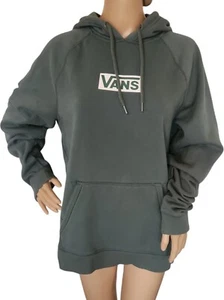 Vans Unisex Medium Green Versa Pullover Hoodie Sweatshirt Checker Sleeve - Picture 1 of 8