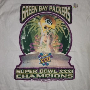 Vintage 1997 Green Bay Packers Super Bowl XXXI Champions T-Shirt Starter Size L - Picture 1 of 9