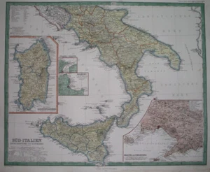 1864 RARE ORIGINAL MAP ITALY SICILY SARDINIA LAZIO CALABRIA CAMPANIA ROME NAPLES - Picture 1 of 14