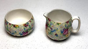 Vtg Lord Nelson Ware Rose Time Chintz Creamer & Sugar Bowl Set – Made in England - Picture 1 of 4
