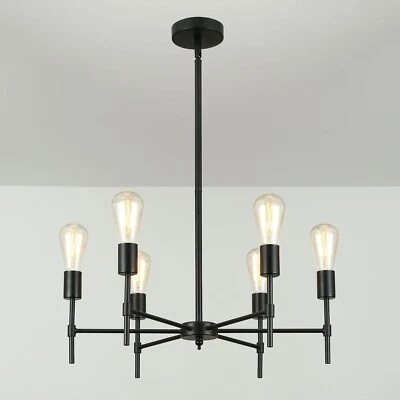 Candelabro industrial fazenda altura ajustável 6 luzes pendurado metal Sputnik - Imagem 1 de 4
