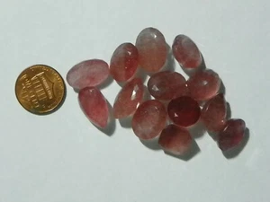 Strawberry Quartz 120 Carats 13 Faceted Stones Red Strawberry Inclusions - Picture 1 of 2