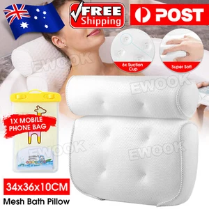 3D Mesh Bath Pillow Spa Breathable Bathtub Cushion Neck Back Support Tub Suction - Picture 1 of 12