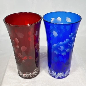 Edo Kiriko Japanese Cut Glass Japanese traditional crafts two set New with box - Picture 1 of 8