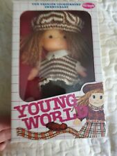 Vtg FUN WORLD Young World 6 DOLL New Boxed Brown Yarn Hair Vinyl Head Fashion