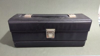 Винтажный ящик для хранения аудиокассет 1970-х годов ЧЕРНЫЙ с ручкой - Изображение 1 из 3