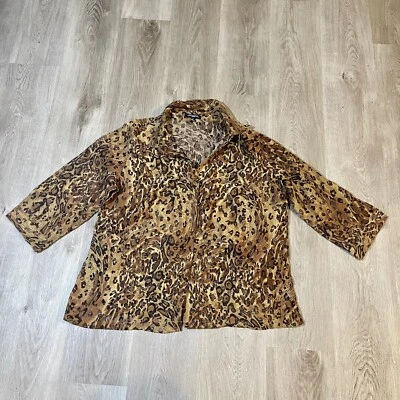 Blusa Campesina Notations Mujer Camisa Boho Leopardo Lino Piel Animal XL Foto 1 de 4