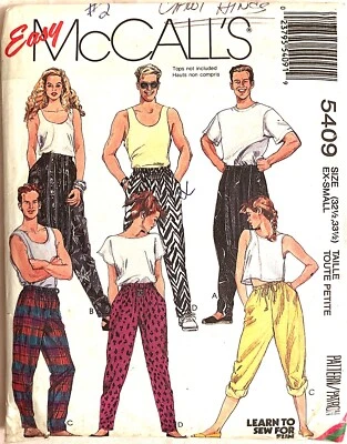 MCCALLS SEWING PATTERN #5409 MISSES,MENS,TEENS PANTS CUT COMPLETE  - Image 1 of 2