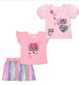 NWT LOL Surprise! 3 Piece Skort Set Licensed Girls 10 Pink Tulle Rainbow - Picture 1 of 4