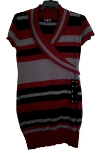 NYC Sweater Dress Women's XL Multicolored Bodycon Short Striped - Picture 1 of 8
