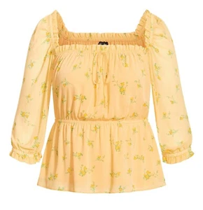 City Chic Lemon Sprig Top BNWT Ladies Plus Size XXS 12 - Picture 1 of 4