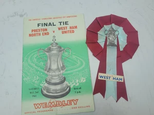 FA Cup Final 1965 Preston North End V West Ham United + West Ham Rosette - Picture 1 of 3