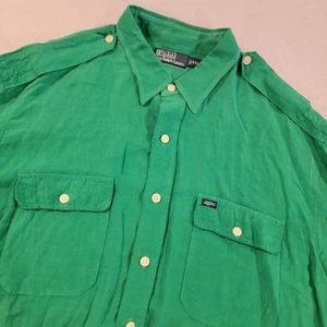 Polo Ralph Lauren Lino Seda Para Hombres 2XL Charreteras Verde San Patricio Suerte Charm - Imagen 1 de 5