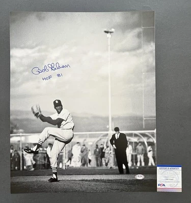 Bob Gibson Signed 16x20 Photo w/ HOF 81  Inscription St. Louis Cardinals PSA COA - Image 1 of 4