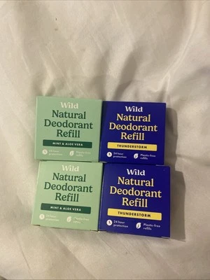 4x Wild Deodrant Refills Mint And Aloe Vera