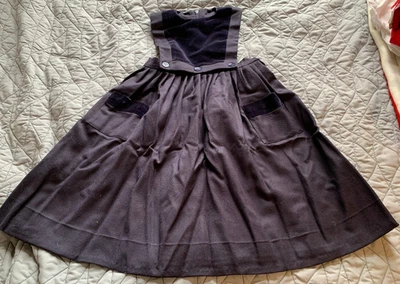 *VINTAGE* Vestido Delantal 2 Piezas Lana y Terciopelo Azul Marino Francia Años 50 BONPOINT Francia Foto 1 de 4