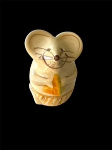 Vintage lächelnde Keramik Maus Parmesan Käse Streuer handbemalt - Bild 1 von 5
