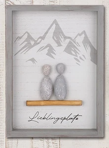 Gilde Steinbild Spruch Lieblingsplatz handmade 3D Holzrahmen 51825 - Bild 1 von 2