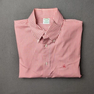 Camisa Brooks Brothers Para Hombre Grande Roja Guinga Milano Sin Hierro Abotonada Supima - Imagen 1 de 13