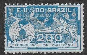 MMK Philately: Brazil Scott #173 Unused Faulty/Space Filler 200 Reis Blue SCV$75 - Picture 1 of 2