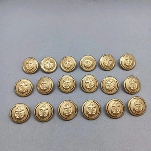 Vintage Brass Navy Style Merchant Marine Anchor Buttons 19 mm (Set of 18) - Picture 1 of 3