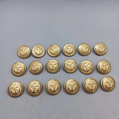 Vintage Brass Navy Style Merchant Marine Anchor Buttons 19 mm (Set of 18) - Image 1 of 3