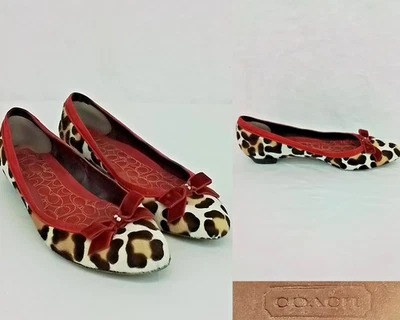 Zapatos planos Coach Danice para mujer US 8B ocelote/terciopelo rojo punta P969 E05 #J3891 Foto 1 de 4