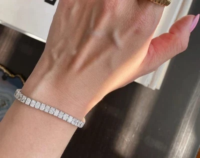 8 Ct Radiant-Cut Lab Created Diamond Tennis Bracelet 7.25" 14k White Gold Over - Image 1 of 4