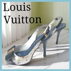 Sandalia Louis Vuitton Monograma Tacones Cuero Blanco Multicolor EU35/US5 de Japón - Imagen 1 de 12