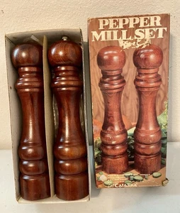 Vtg 70’s Catalina of California Gourmet Pepper Mill Set 80366 Walnut NIB - Picture 1 of 6