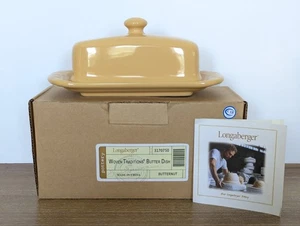 Plato de mantequilla amarillo butternut Longaberger Woven Traditions con tapa (NUEVO en caja) - Imagen 1 de 5